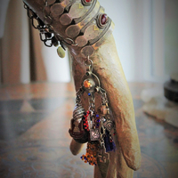 The Presence of God Wide Cuff Bracelet w/Amazing Gypsy Cuff,Antique & Vintage Medals and Drops,Beaded Banjara Tassel,Faceted Quartz Point & More!