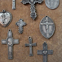 Collection of 13 Unique Crosses, Medals & Cast Bird Wing  - Set of 13 Old Casts for your own Jewelry Creations!