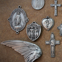 Collection of 13 Unique Crosses, Medals & Cast Bird Wing  - Set of 13 Old Casts for your own Jewelry Creations!