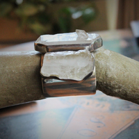 SOLD TO D SOLD TO D SOLD TO D Bless this Earth Vintage Rock Quartz Sterling Cuff & Pendant Set by Rebecca Collins