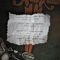 Unique Antique Silver Prayer Box Necklace w/Inset Antique Medals,Hanging Antique French Medals, Sterling Chain Tassel,Sterling Puffy Heart Connectors,Antique Bezel Set Crystal