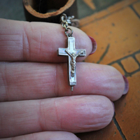 Distressed Leather Band Ring w/RARE Tiny Antique French Reliquary Cross,Antique French Sacred Heart of Jesus Medal,Antique Fatima Sacred Heart Marian Medal