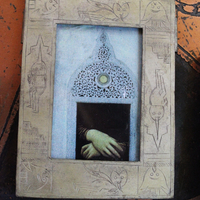 7 Antique Small Frame Destash for your own Creations - 3 Sterling,1 Unique Engraved Icons,2 Antique Cut Steel Bead,1 Carved Wood