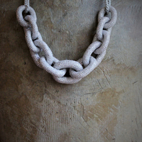 Amazing Vintage Sterling White Topaz Link Chain Necklace w/Silver Metallic Cord Chain,Sterling End Caps,Sterling & Pearl Toggle Closure