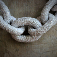 Amazing Vintage Sterling White Topaz Link Chain Necklace w/Silver Metallic Cord Chain,Sterling End Caps,Sterling & Pearl Toggle Closure