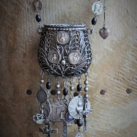 Antique Prayer Box Pendant Necklace w/Inset Antique French Medals,Antique Relic Medal,Antique Sterling Peace Dove & 4 Way Cross,Rare Antique French Sterling Our Lady of Moulins Medal & Much More!