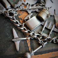 SOLD SOLD  SOLD to L Extraordinary Vintage & Antique Sterling Charm Necklace LOADED with Rare,Unique, and Unusual Charms