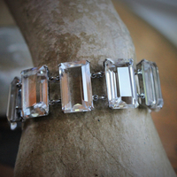 SOLD to C Exquisite Vintage 1950's Japan Emerald Cut Step Faceted Rock Crystal Bracelet w/Rare Antique 16th Century St. Stanislaus Relic,Antique Sterling Engraved Puffy Heart and Photo Locket + More!