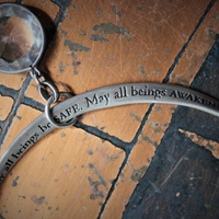 Vintage Sterling Mobious Engraved Bangles with The Lord's Prayer and The Sanskrit Peace Prayer,Antique Medals,Sterling Tassel,Antique Crystal Drop