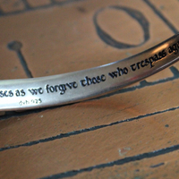 Vintage Sterling Mobious Engraved Bangles with The Lord's Prayer and The Sanskrit Peace Prayer,Antique Medals,Sterling Tassel,Antique Crystal Drop