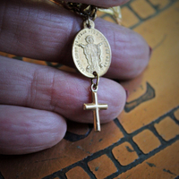 Antique Sterling Vermeil Sacred Heart of Jesus Ring w/Antique Gold Faith,Hope & Charity Medals,Antique French Sacred Heart of Jesus & Marian Medal