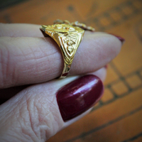 Antique Sterling Vermeil Sacred Heart of Jesus Ring w/Antique Gold Faith,Hope & Charity Medals,Antique French Sacred Heart of Jesus & Marian Medal