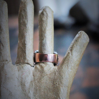 Unique Faceted White Topaz Ring w/Antique French Medals,Antique Bezel Set Rock Crystal Connector