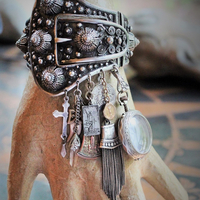 Gypsy Soul Cuff Bracelet w/Antique Etrusceana Silver Buckle Cuff, Antique Sterling Locket w/Saint Sarah of the Gypsies Image,Sterling 'The Magician' Tarot Medal & Much More!