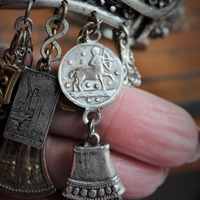 Gypsy Soul Cuff Bracelet w/Antique Etrusceana Silver Buckle Cuff, Antique Sterling Locket w/Saint Sarah of the Gypsies Image,Sterling 'The Magician' Tarot Medal & Much More!
