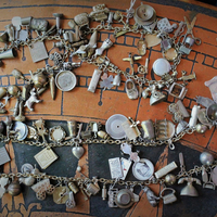 Price Reduced! Long Fully Loaded Antique & Vintage Charm Necklace with Dozens of Articulating, Rare, and Unusual Metal & Sterling Charms - Wear as Is or Make Several Charm Bracelets & Necklaces!