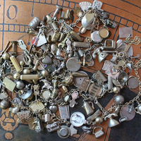 Price Reduced! Long Fully Loaded Antique & Vintage Charm Necklace with Dozens of Articulating, Rare, and Unusual Metal & Sterling Charms - Wear as Is or Make Several Charm Bracelets & Necklaces!