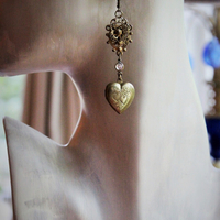 Antique Etruscan Findings & Vintage Heart Lockets Earrings - 50% Off w/purchase of matching necklace!