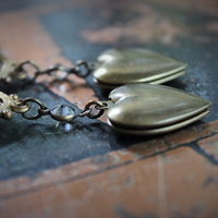 Antique Etruscan Findings & Vintage Heart Lockets Earrings - 50% Off w/purchase of matching necklace!