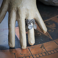 Tiny Antique French Medals Ring w/10 Antique French Medals - Free with Purchase of Charm Necklace!