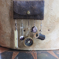 The Journey Necklace with Antique Leather Pouch, Removable Compass, Mini Telescope & Pocket Knife, Glass Moon Image Orbs & More!