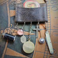 The Journey Necklace with Antique Leather Pouch, Removable Compass, Mini Telescope & Pocket Knife, Glass Moon Image Orbs & More!