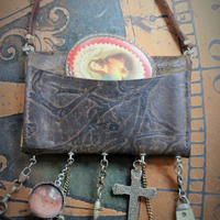 The Journey Necklace with Antique Leather Pouch, Removable Compass, Mini Telescope & Pocket Knife, Glass Moon Image Orbs & More!