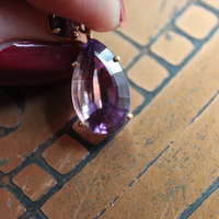 14K Gold Faceted Tear Drop Natural Brazilian Amethyst Gemstone Post Earrings