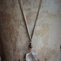 NEW! The Creator's Star Necklace with Faceted Rock Quartz Star, and 14 Strand Chain