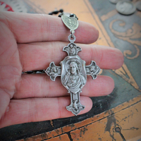 When All Seems Lost Necklace w/Antique Silver Mesh Pouch, Antique Stations of the Cross Rosary,Antique French Medals & More!