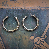 Rare Stephen Dweck Bronze Hoop Earrings with Beadpoint Detail 