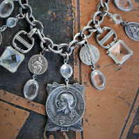 NEW! My Heart is a Place of Prayer Bracelet with Sterling Chain,Rare Antique Sacred Heart of Jesus Medal,Antique French Medals & More!