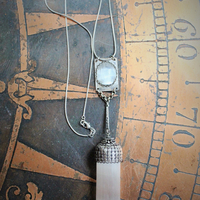 The Light of the Stars Necklace with Unique Selenite Point, Sterling Selenite Cabochon Finding, Sterling Chain