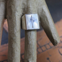 Long Retired Solid Sterling Pianegonda Engraved Cross Ring