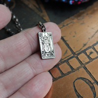 The 3 Initiates Necklace with Antique Beaded Kuchi Gypsy Trim and Medallion,Pillars of Creation Glass Heart,Sterling The Hierophant Tarot Medal & Much More!