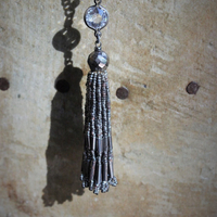 Amazing Antique Cut Steel Necklace with Antique Cut Steel Tassel,Antique Blessing Bag & Sterling Chain