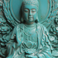 Antique Carved Buddha Statue - entirely made from Reconstituted Turquoise!