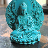 Antique Carved Buddha Statue - entirely made from Reconstituted Turquoise!