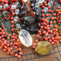 Large Antique Beaded Chain & Faceted Gemstone Lot - perfect for layering necklaces & much more!