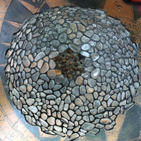 Polished Rock Quartz Crystal & Bronze Lamp Shade