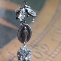 Antique Marian Necklace & Earrings with Amazing Antique Rhinestone Drops,Antique Marian Medals, Sterling Chain & Clasp