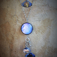 Hold up your Hands 2 Strand Necklace with Sterling Anne Choi Bead,Cosmic Glass Orbs,Sterling Puffy Stars & More!