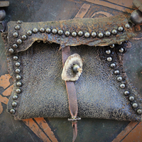 The Energy Amulet Necklace with Distressed Leather Pouch,3 Double Terminated Rock Crystals,Elk Antler Slices,Trade Beads & More!