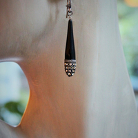 NEW! Antique French Onyx and Faceted Paste Drop Earrings