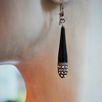 NEW! Antique French Onyx and Faceted Paste Drop Earrings