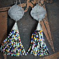 Marian Earrings with Beaded Tassels and Sterling Shepherd Hook Earring Wires