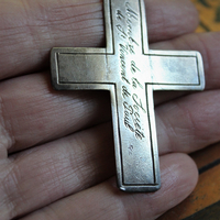 Antique Sterling Engraved Cross Necklace with Antique Sterling English Brooch Finding,Antique Sterling Crosses,Sterling Chain,Antique Faceted Crystal Connector