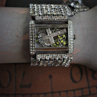 Sold to L Time for Prayer Bracelet with Tiny Antique French Rosary, Sculptural Sterling Saint Christopher Medal,Antique French Marian Medal & Sterling Faceted Diamante Tassel