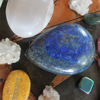 Gemstone Collection with Amazing Large Lapis Lazuli Stone, Aura Crystal Cluster, Blue Calcite, Selenite, "Success" Stone and More!