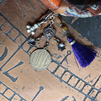 NEW! God's Breath Bangle Set with Antique Textiles,Multiple Antique Medals, Tourmaline Buddha, Tassels, Findings & Gemstones